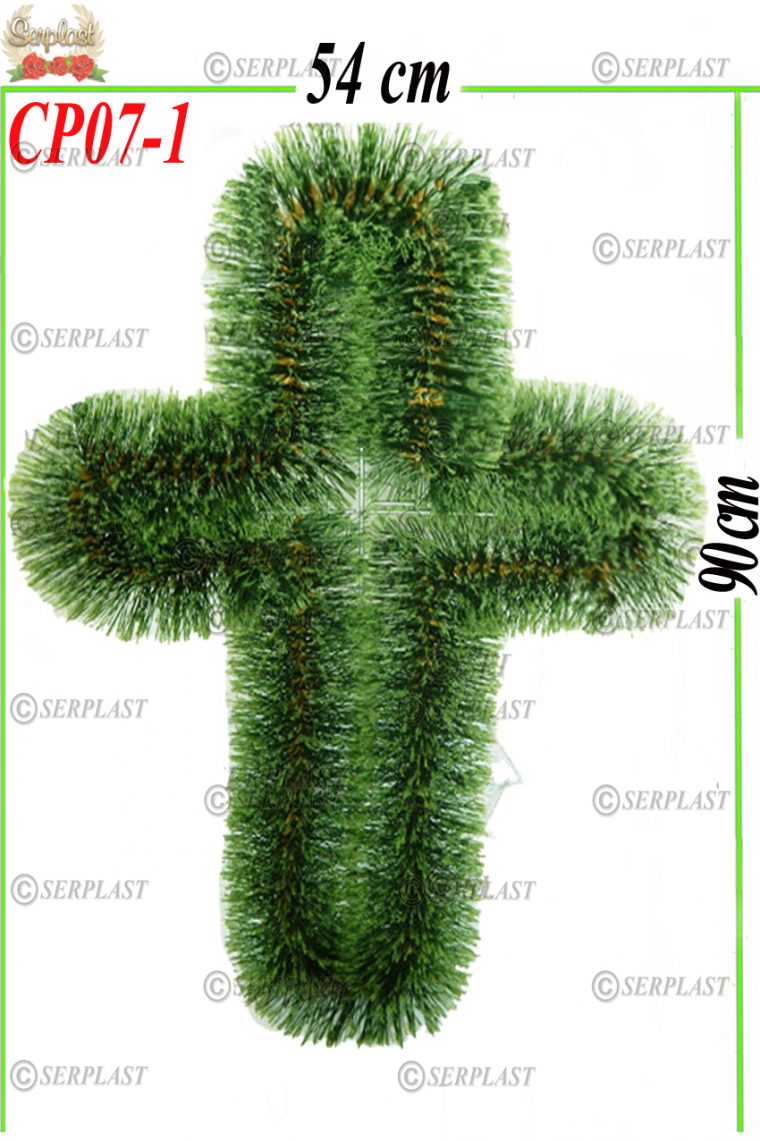 Coroană Funerară artificială din Pin Cruce pe suport Tip III cu pin de 12cm(set de 3 buc)-Coroane din Pin Artificial-Serplast-producator
