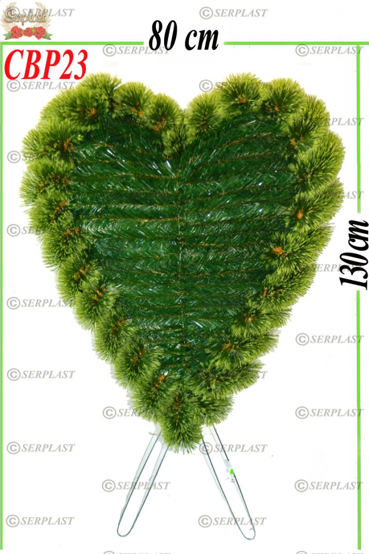 Coroană Funerară artificială din Pin & Brad Inimă cu Picior Tip II cu pin de 10cm-Coroane din Brad & Pin Artificial-Serplast-producator