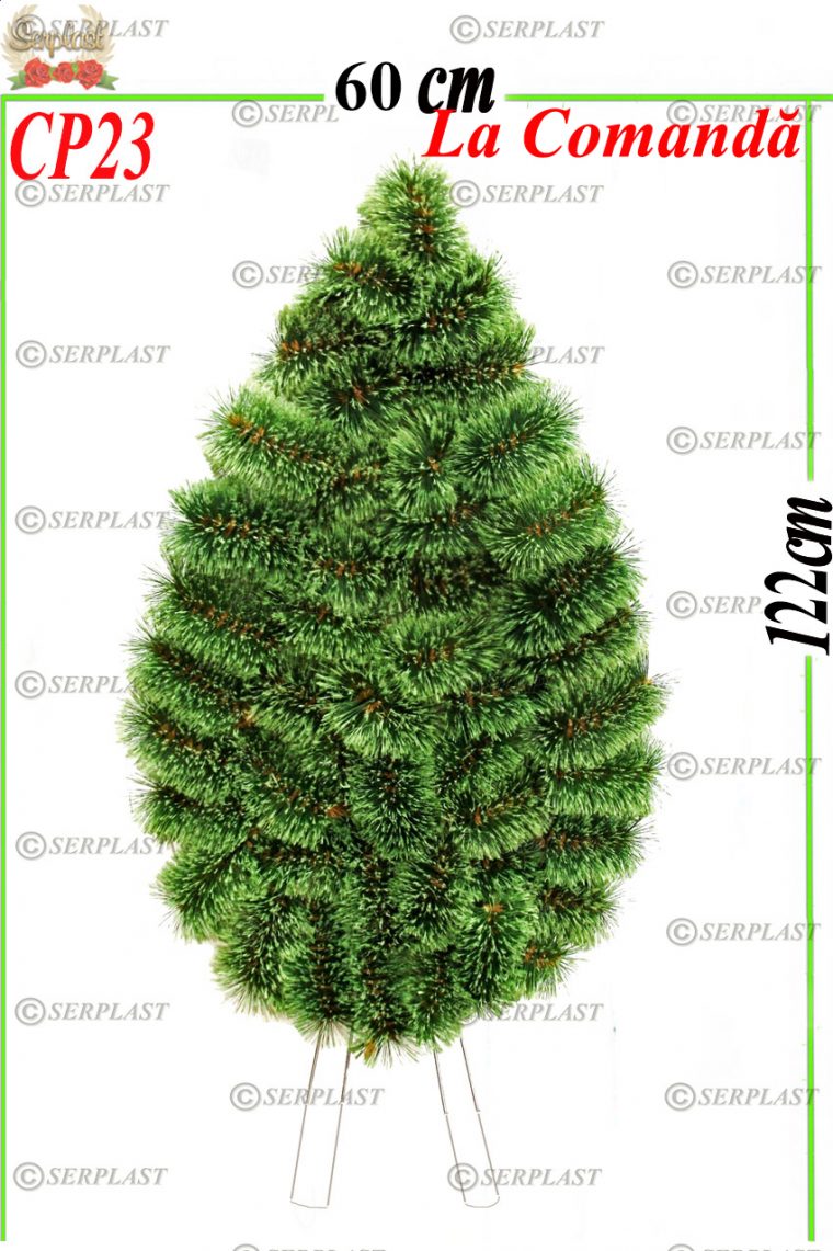 Coroană Funerară artificială din Pin artificial cu picioare Tip III 122-60 cu pin de 10cm-Coroane din Pin Artificial-Serplast-producator