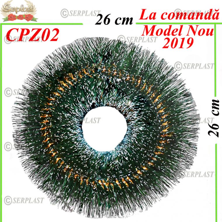 Coroană Funerară artificială din Pin cerculeţ Ø26 mic cu pin de 10cm înzăpezit (set de 5 buc)-Coroane din Pin Artificial-Serplast-producator