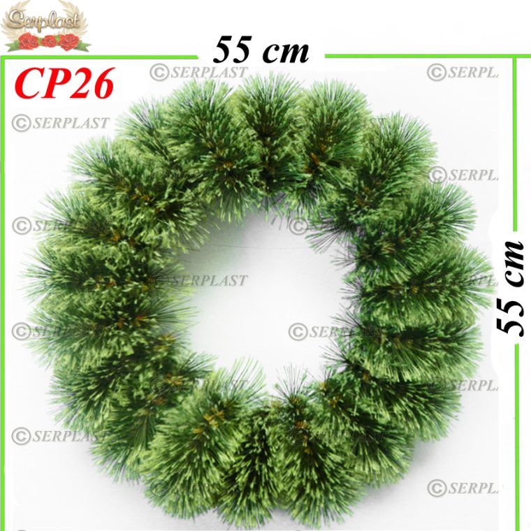 Coroană Funerară artificială din Pin grecesc Tip III cu pin de 10cm (set de 5 buc)-Coroane din Pin Artificial-Serplast-producator
