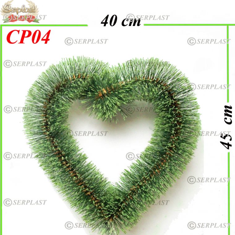 Coroană Funerară artificială din Pin inimă mijloc gol TipII cu pin de 10cm (set de 5 buc)-Coroane din Pin Artificial-Serplast-producator