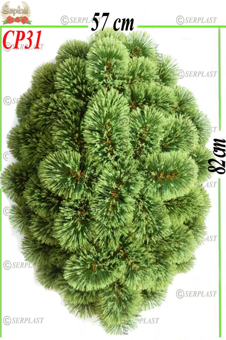 Coroană Funerară artificială din Pin pălărie bombat oval Tip III cu pin de 10cm-Coroane din Pin Artificial-Serplast-producator