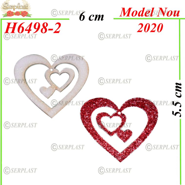 H6498-2 Decor Lemn Inimă cu sclipici-Decor din Lemn-Serplast