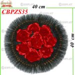 Pin cerculeț Ø40 cu brad și pin de 10cm înzăpezit împodobit simplu (set de 5 buc) -w