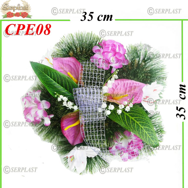 Pin rotund plin împletit pe cadru plastic Ø35 cu pin de 10cm împodobit extra-Pin Împodobit Extra-Serplast-producator