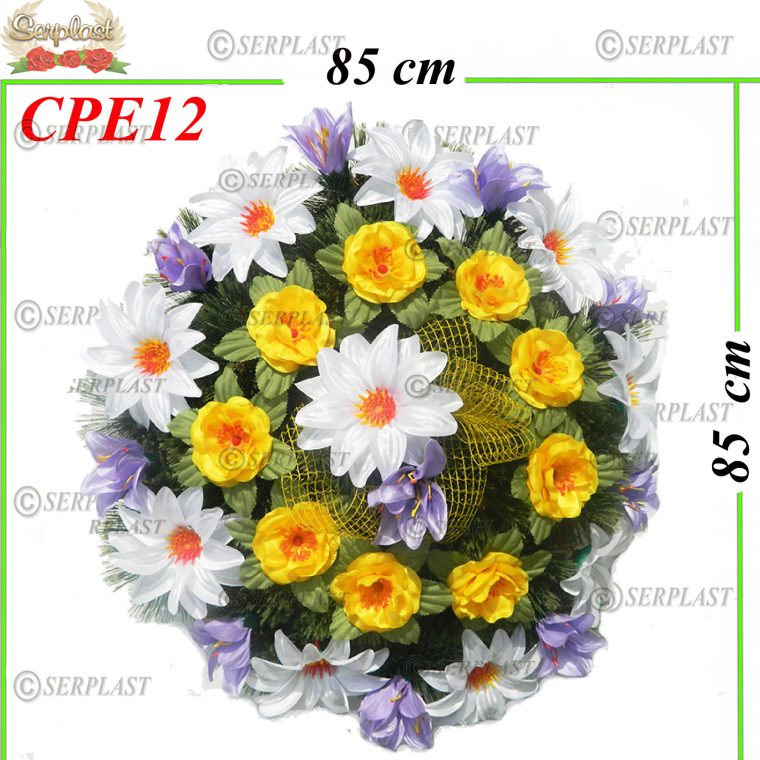 Pin rotund plin împletit pe cadru plastic Ø85 cu pin de 10cm împodobit extra-Pin Împodobit Extra-Serplast-producator