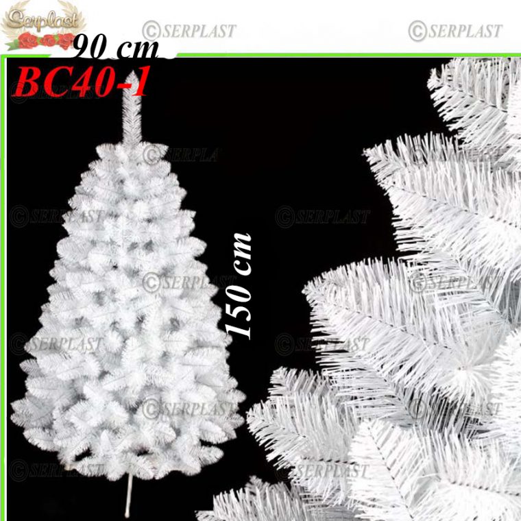 Brad artificial de crăciun alb 1.5m X 90cm -Praga Exclusive-Brad artificial de Crăciun-Serplast