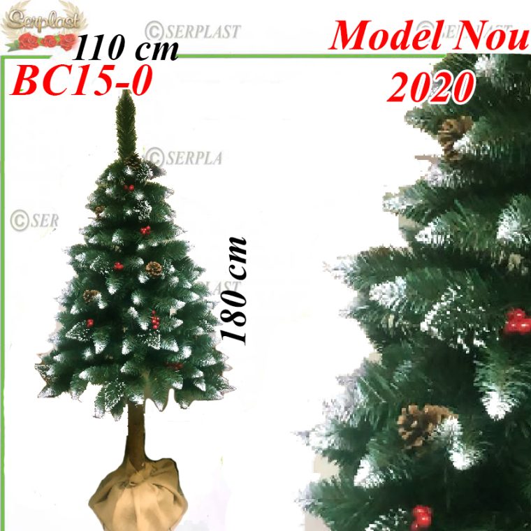 Brad artificial de crăciun alb ascuţit cu decor rosu 1.8m X 110cm Finland White BC15-0-Brad artificial de Crăciun-Serplast