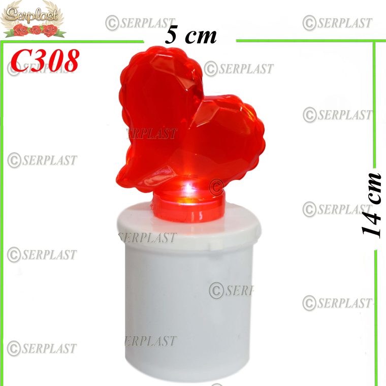 Candelă cu led cu inimă 15 lei, 14 cm C308