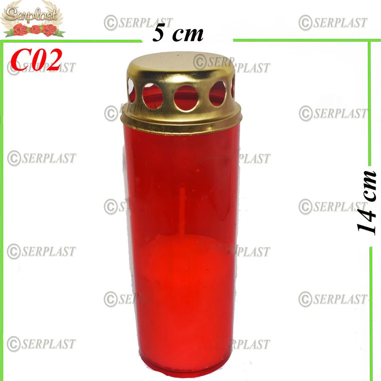 Candelă plastic 1.5 lei rosu (set de 28 buc) 14 cm C02 -