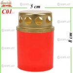 Candelă plastic cu capac 1.4 lei roşu (set de 28 buc), 8cm, C01 -w