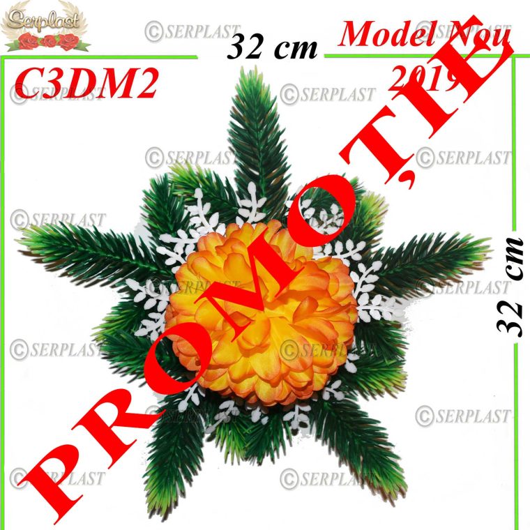 Coroană Funerară artificială 3d Deluxe Ø32 cu 5 crengi împodobit cu flori din saten-Coroane 3D Deluxe-Serplast