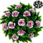 Coroană Funerară artificială 3d Deluxe Ø50 cu 48 crengi împodobit cu garoafe 3d