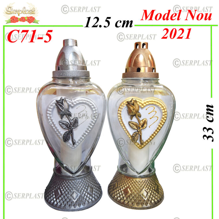 C71-5, Candelă cu inimă și trandafir 13 lei - Candela - Serplast
