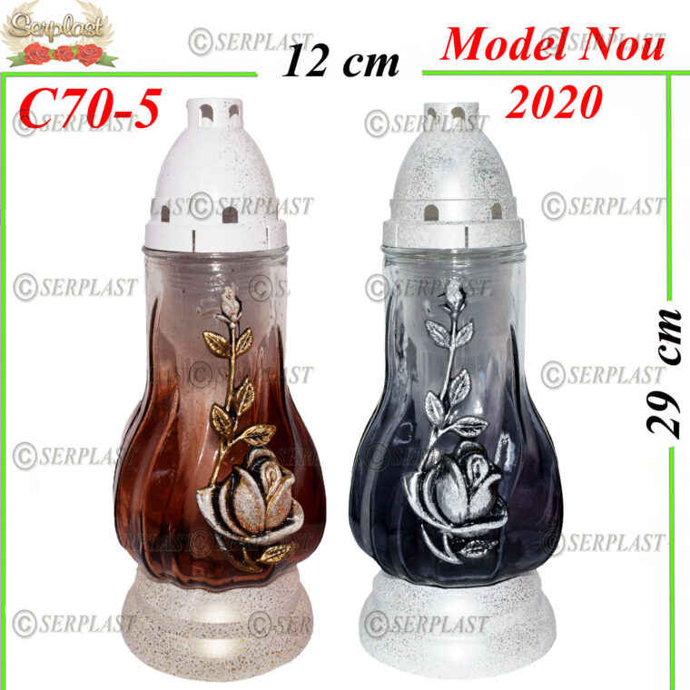 C70-5, Candelă cu trandafir 9.8 lei - Candela - Serplast