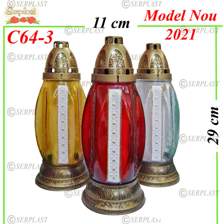 C64-3, Candelă cu Flori 11.5 lei - candela - Serplast