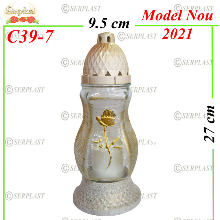 C39-7, Candelă cu trandafir 7.5 lei - Candela - Serplast