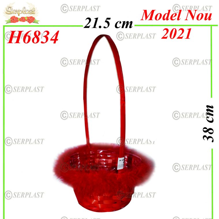 H6834 Coș roșu cu pene-Articole din magazinul nostru