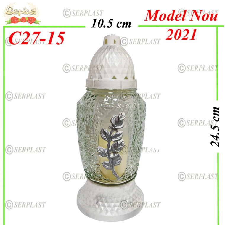 C27-15, Candelă cu trandafir 6 lei - Candela - Serplast 