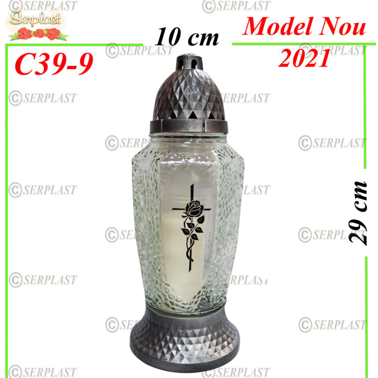 C39-9, Candelă cu trandafir și cruce 7.5 lei - Candele - Serplast