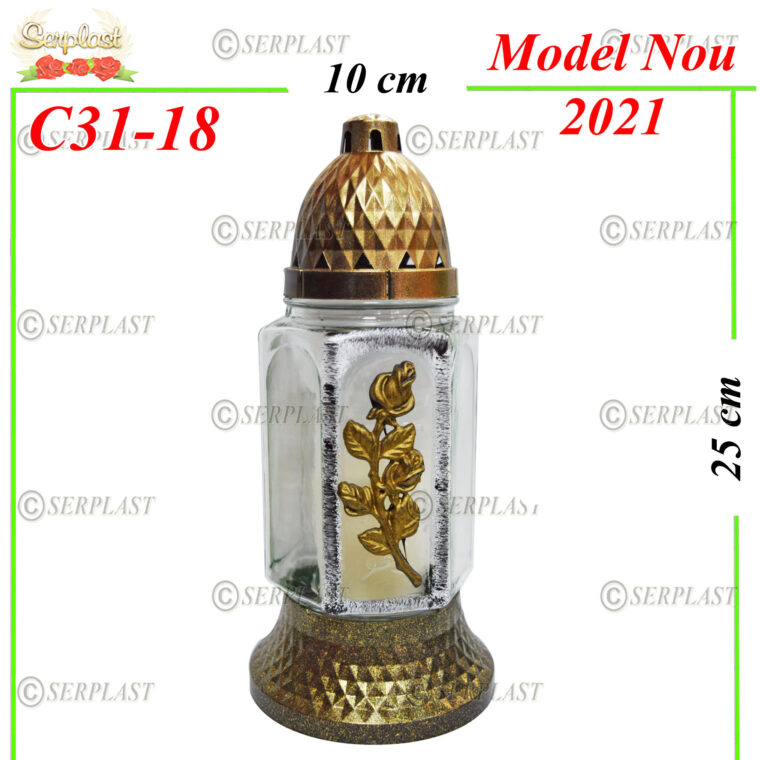 C31-18, Candelă cu trandafir 6.5 lei - Candela - Serplast