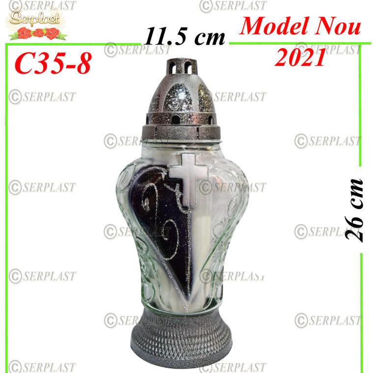 C35-8, Candelă cu inimă și cruce 7 lei - Serplast - Candele