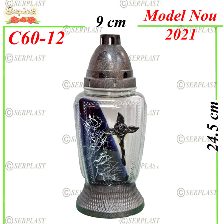 C60-12, Candelă cu trandafir și cruce 8 lei - Candele - Serplast