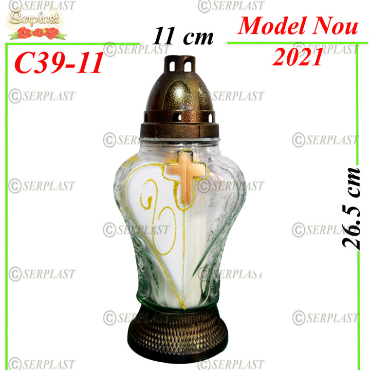 C39-11, Candelă cu inimă și cruce 7.5 lei - Candela - Serplast