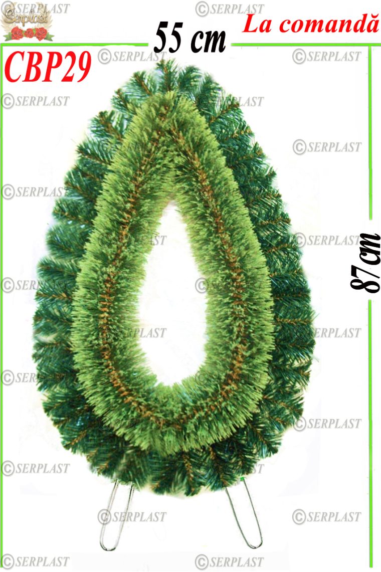 Coroană Funerară artificială din Brad artificial cu pin cu picioare cu mijloc gol Tip 0 cu pin de 8cm-Coroane din Brad & Pin Artificial-Serplast-producator