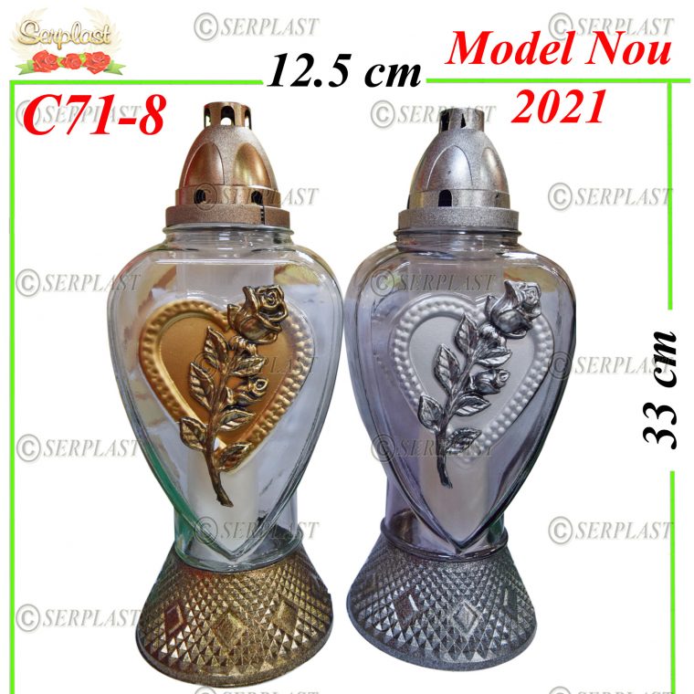 C71-8, Candelă cu inimă și trandafir 13 lei - Candele - Serplast