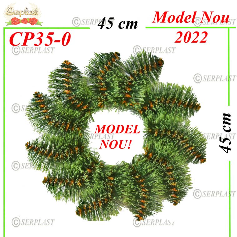 Coroană Funerară artificială din Pin spirală Ø45 cu 11 crengi cu pin de 10cm-Coroane din Pin Artificial-Serplast-producator