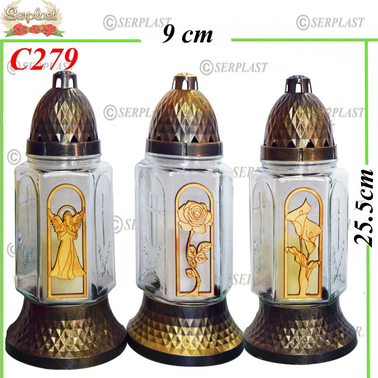 Candelă cu trandafir, îngeraș, cală 14 lei (set de 6 buc) 25.5cm C279