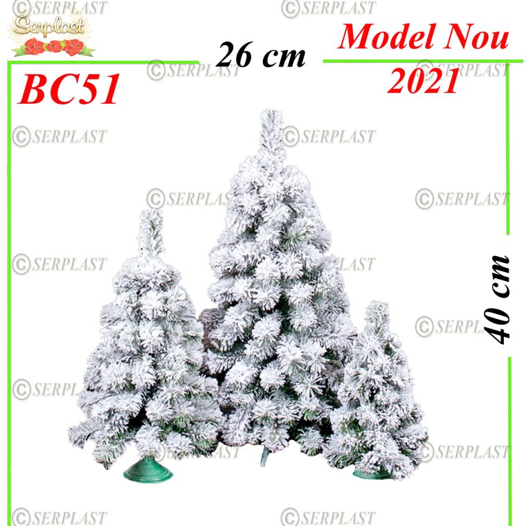 Brad Artificial Lidi simplu cu Zapada - 40 cm- BC51-Brad Artificial de Craciun-Serplast