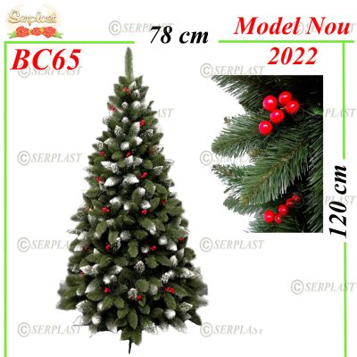 Brad Artificial cu Bobite rosii - 120cm -BC65-Brad artificial de Crăciun-Serplast