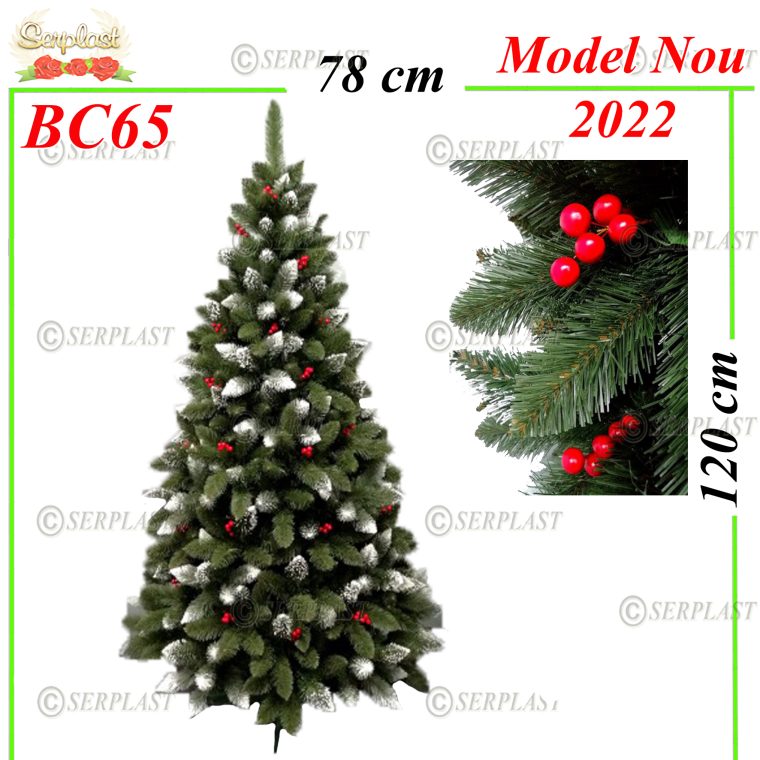 Brad Artificial cu Bobite rosii - 120cm -BC65-Brad artificial de Crăciun-Serplast