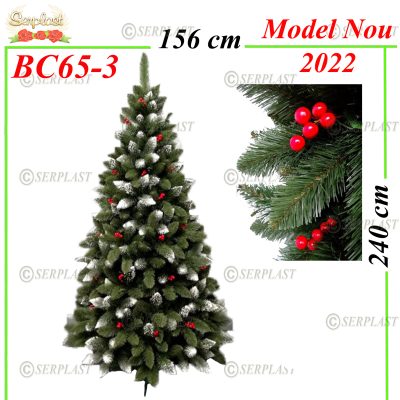 Brad Artificial cu Bobite rosii - 240cm -BC65-3-Brad artificial de Crăciun-Serplast