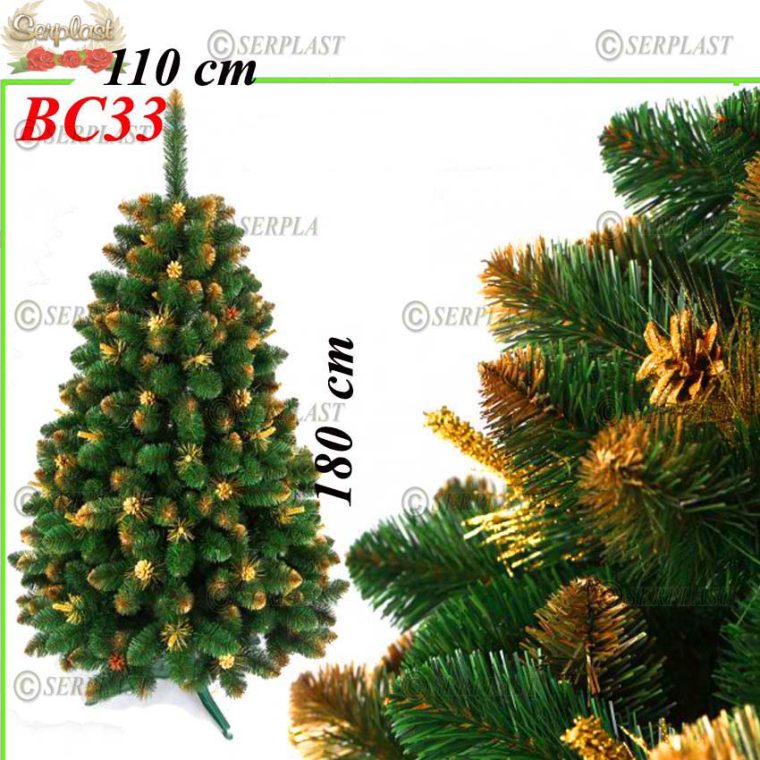 Brad artificial de crăciun auriu rotund 1.8m -New York Gold- BC33-Brad artificial de Crăciun-Serplast