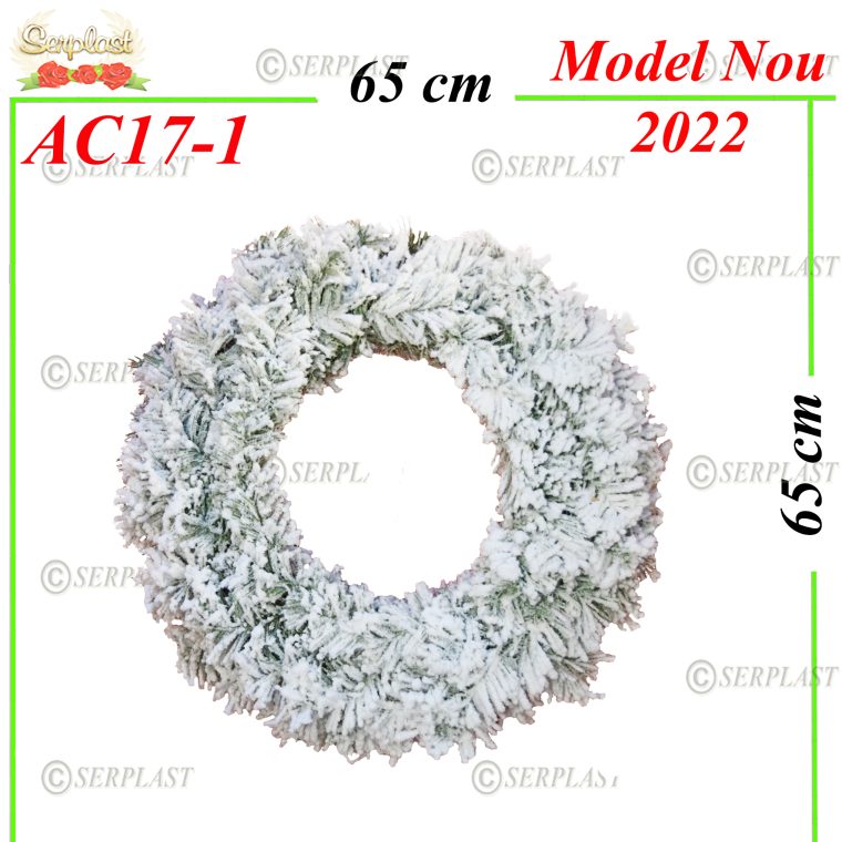 Coroana din Brad Artificial si Zapada - 65cm - AC17-1-Articole de Craciun-Serplast
