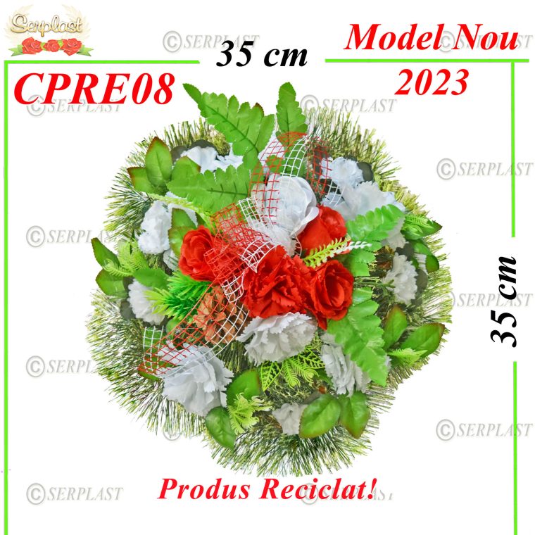 Pin rotund plin împletit pe cadru plastic Ø35 cu pin de 10cm împodobit extra (set de 5 buc) Eco Reciclat-Pin Împodobit Extra-Serplast
