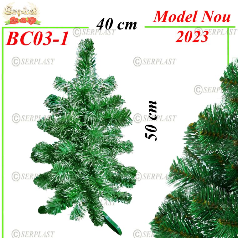 Brăduleţ artificial pe suport plastic îmbogăţit 50cmx40cm -Transilvania Exclusive- BC03-1-Brad artificial de Crăciun-Serplast