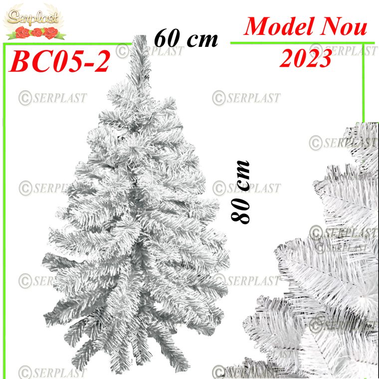 Brăduleţ artificial pe suport plastic îmbogăţit 80cm alb-Transilvania Exclusive- BC05-2-Brad artificial de Crăciun-Serplast