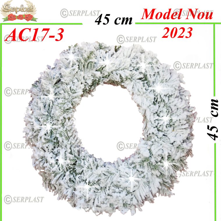 Coroană din brad artificial și zăpadă Extra lucios Ø45cm, AC17-3 -w