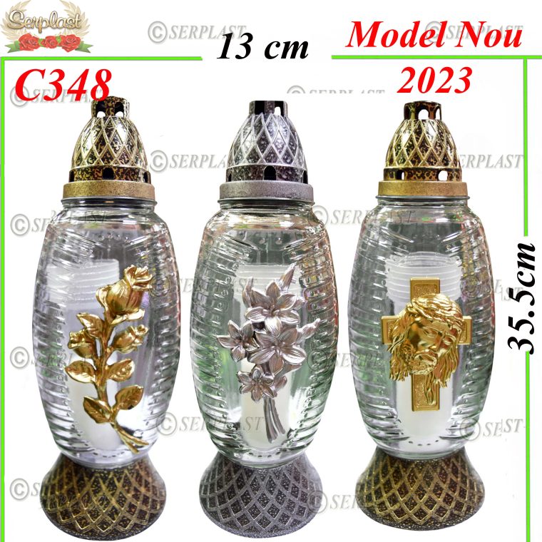 Candelă cu Cruce și Flori 17.5 lei (set de 6 buc) 35.5cm C348