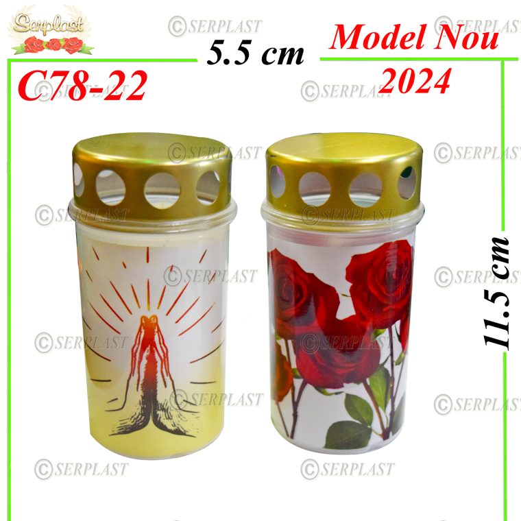 C78-22-Candela din plastic cu Trandafir-20buc.set-Candelă-Serplast