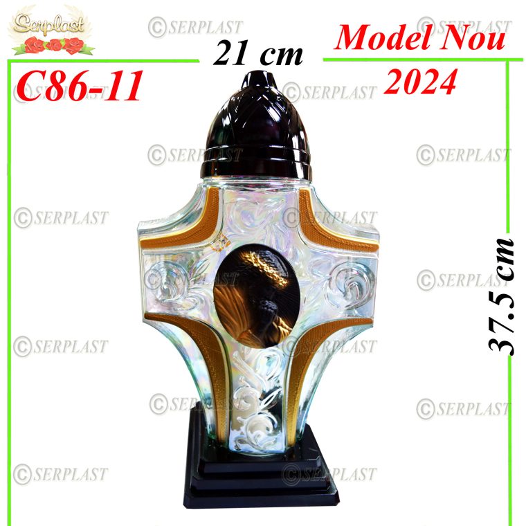 C86-11-Candela cu Cruce si Isus-3buc.set-Candelă-Serplast