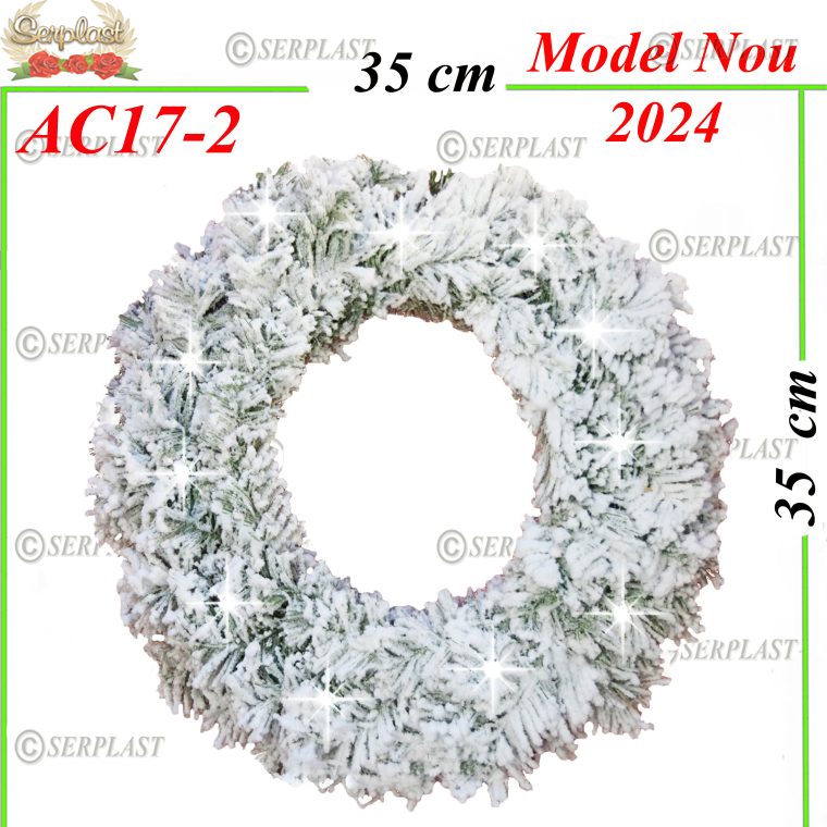 Coroană din brad artificial și zăpadă Extra lucios Ø35cm, AC17-2 -w