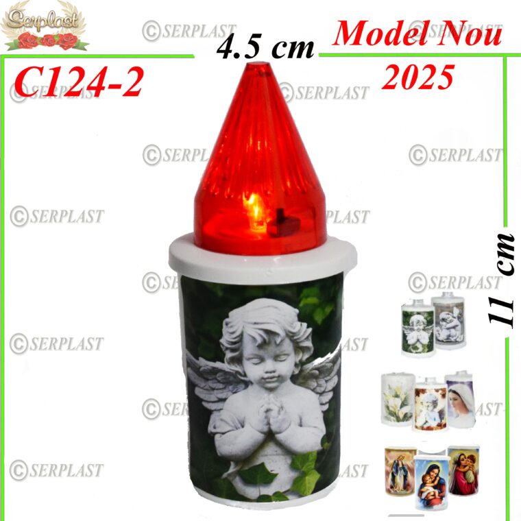 Candela cu Led rosu, 8 lei , 11cm, C124-2 -w