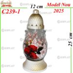 Candela cu trandafir, 12.5 lei , 6buc, 25cm, C239-1 -w