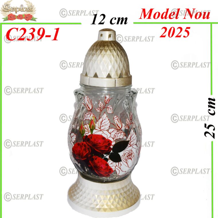 Candela cu trandafir, 12.5 lei , 6buc, 25cm, C239-1 -w